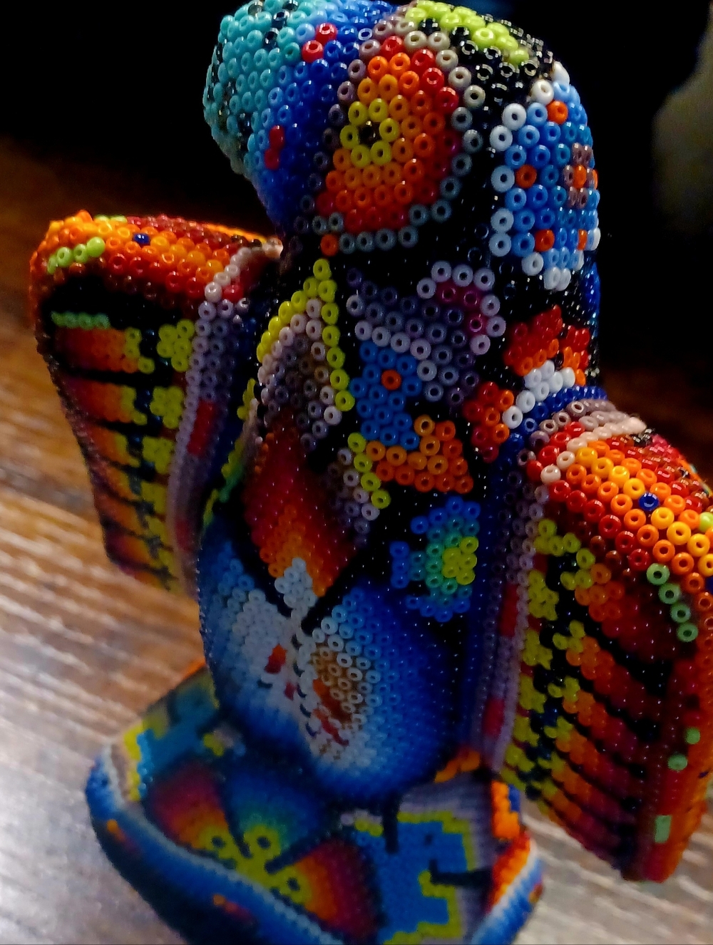 Huichol Native American Tribe Beaded Eagle Sculpture from Mexico - Picture 2 of 6